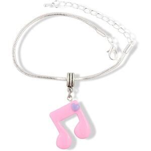 Music Note Plastic Charm Stainless Steel Bracelet